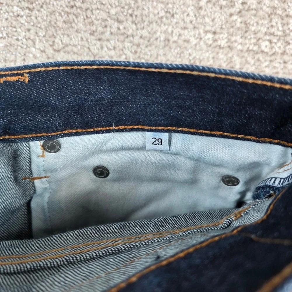 Gustin Mens Raw Selvedge 28x34 Denim Jeans Slim Fit Dark Wash Indigo Made in USA